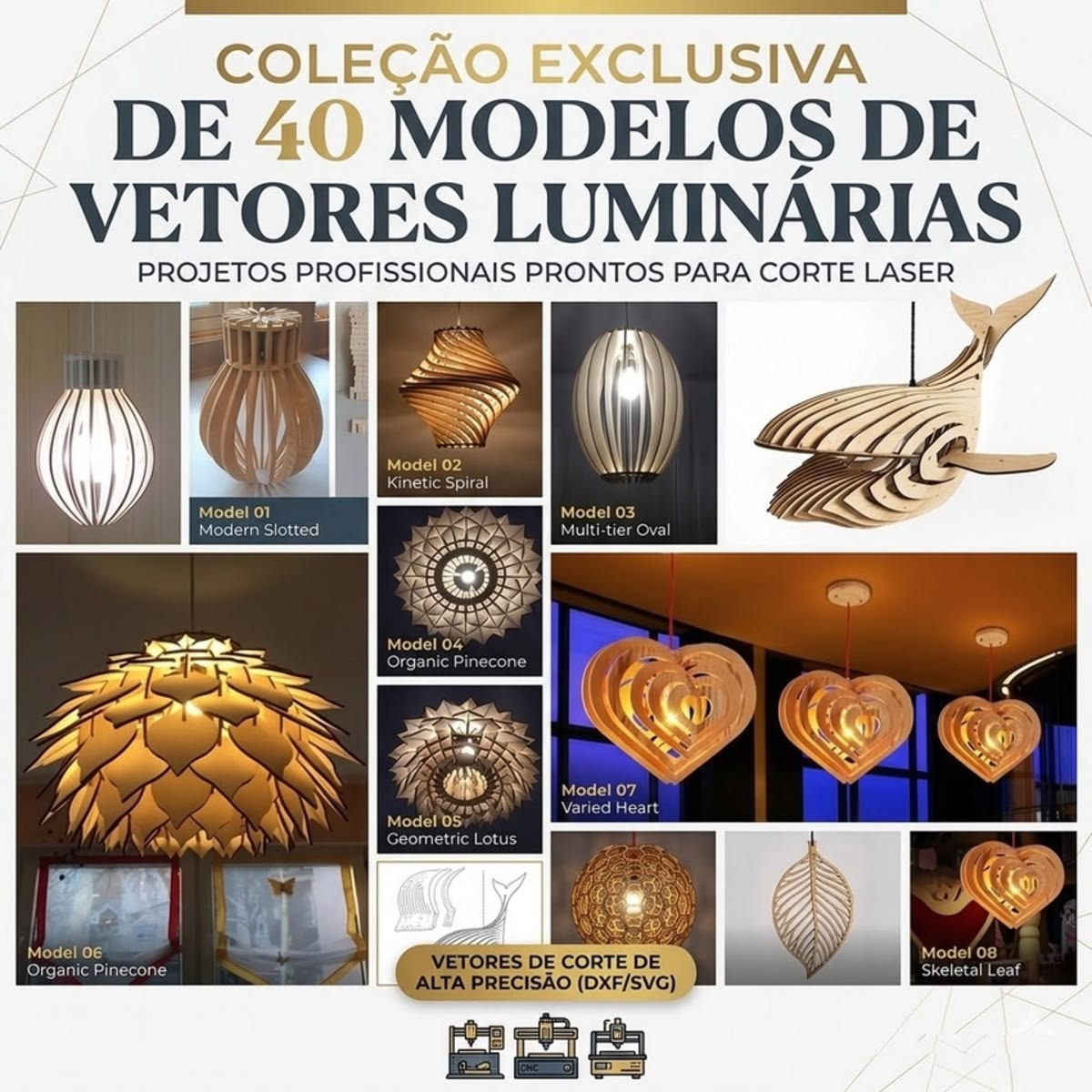 Kit Arquivos Vetores - Luminárias para Corte em MDF
