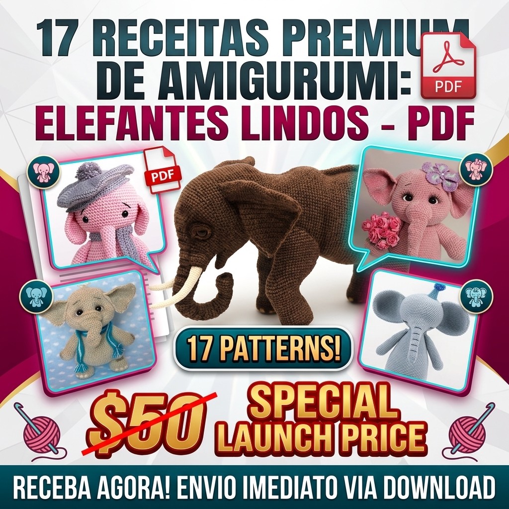 17 Receitas Amigurumi Elefantes Lindos - PDF