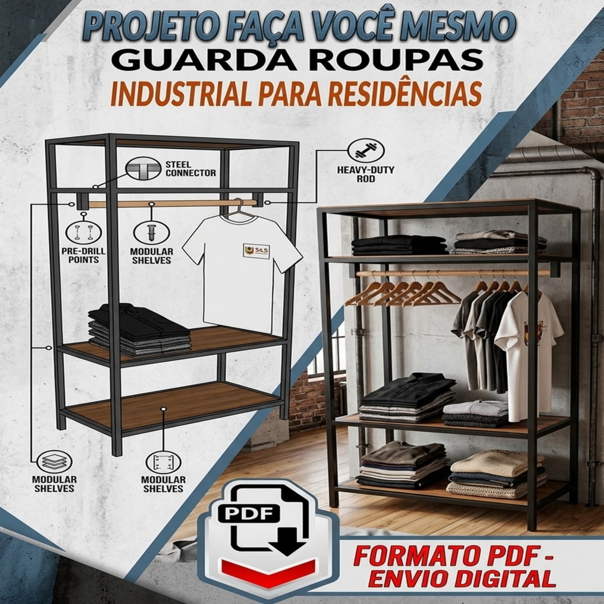 Guarda-roupas Industrial para Residências - Projeto em PDF