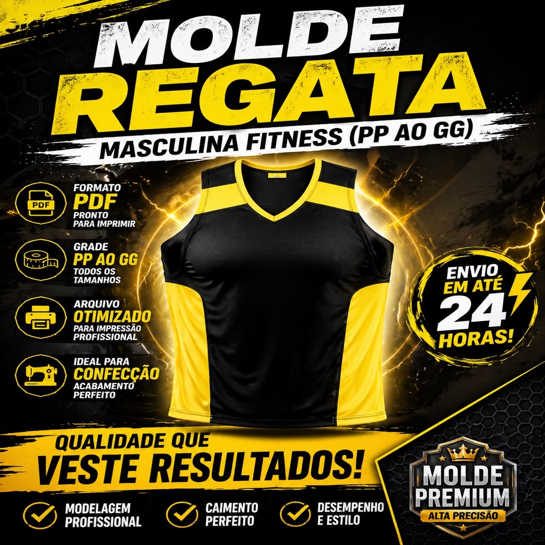 Molde Regata Masculina Fitness Gola V Academia (PP ao GG)