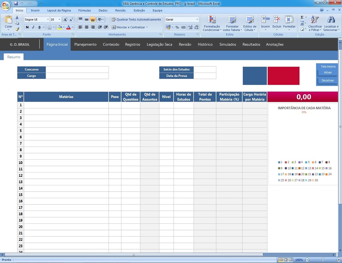 Planilha Excel Profissional com VBA para Estudantes
